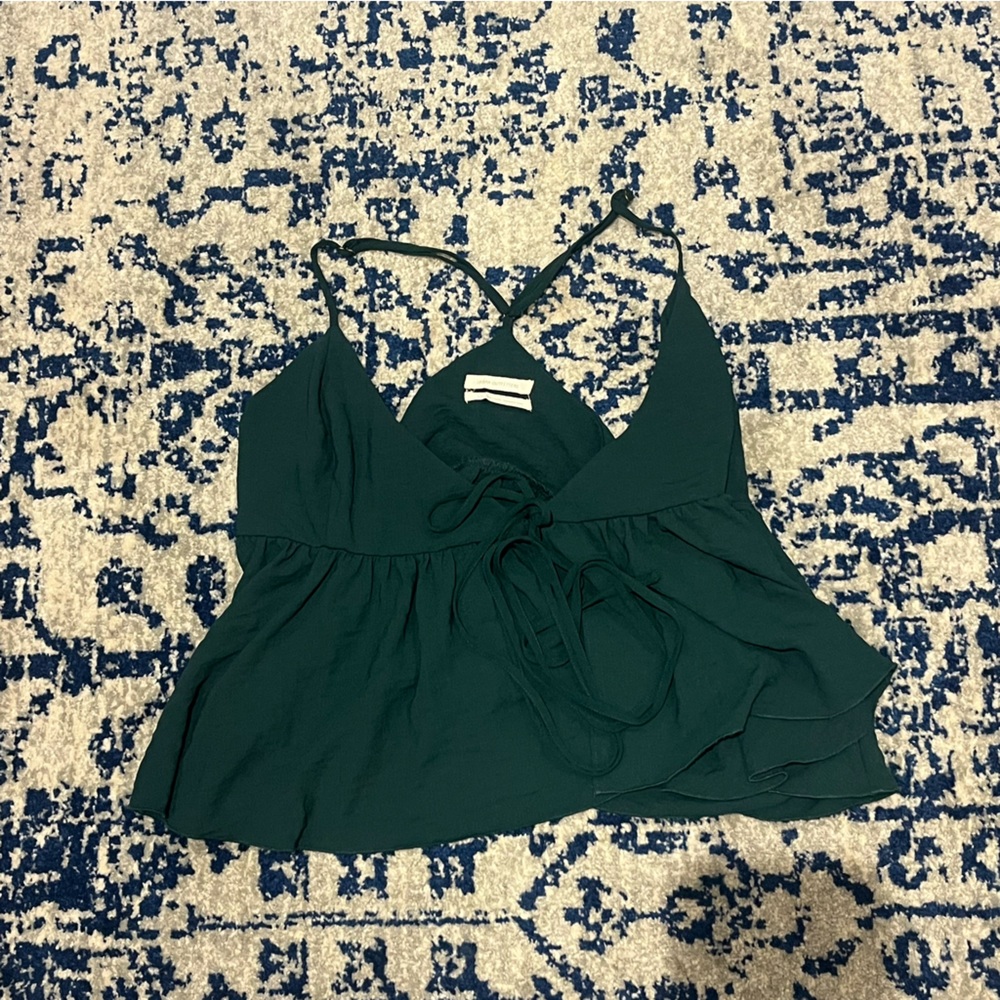 Urban Outfitters Green Tie Front Shirt
